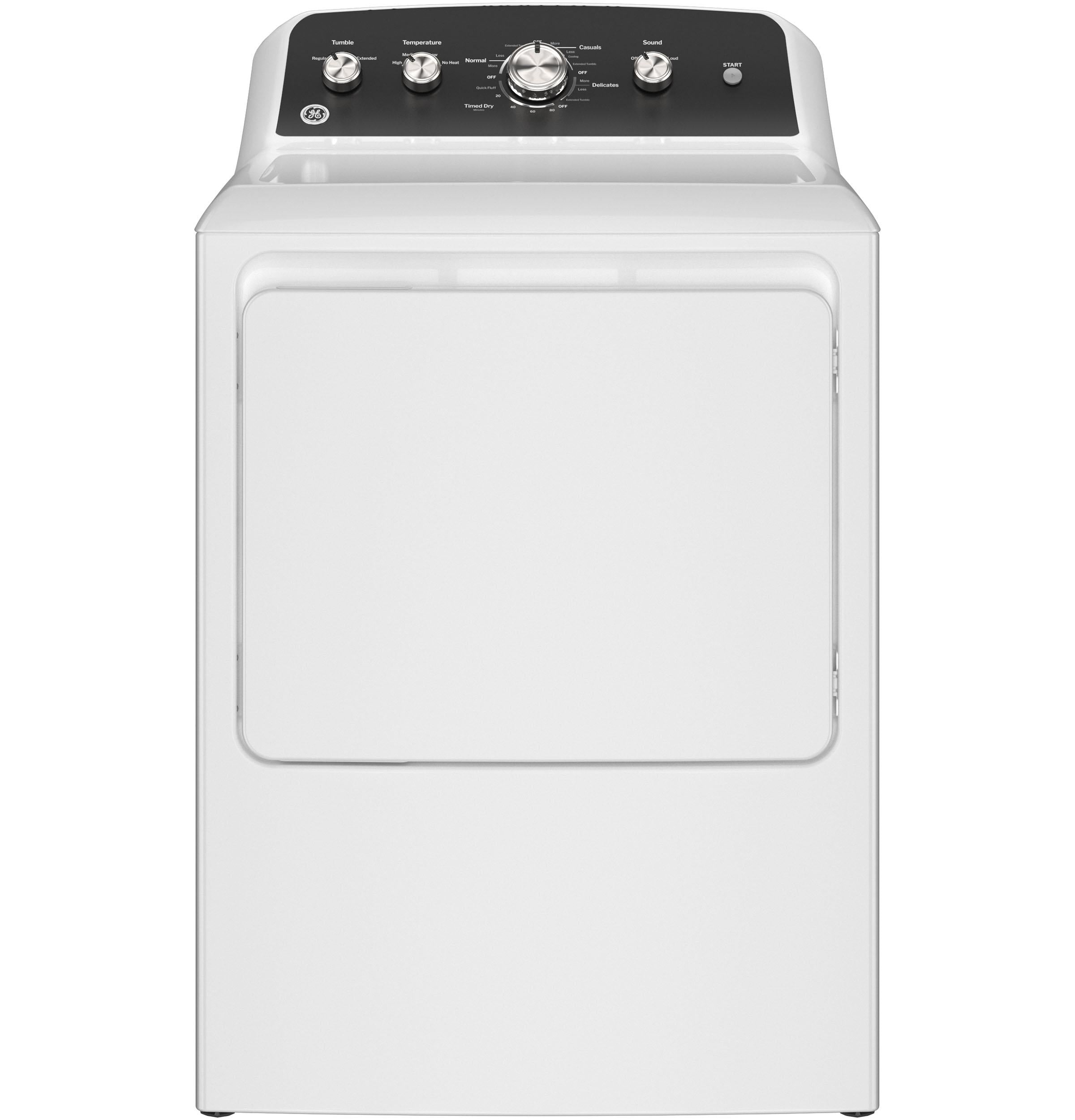 GTD48GASWWB GE® 7.2 cu. ft. Capacity Gas Dryer with Up To 120 ft. Venting and Extended Tumble