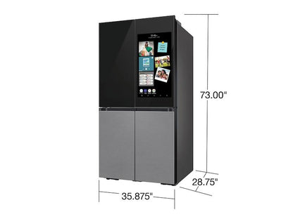 Samsung Bespoke Counter Depth 4-Door Flex™ Refrigerator (23 cu. ft.) with Family Hub™   in Charcoal Glass Top and Stainless Steel Bottom Panels