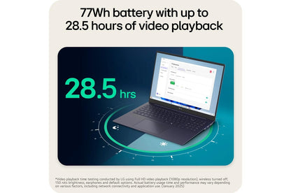 16Z90TLGAUB9U1 LG gram 16 Inch, Copilot+ PC, Thin and Lightweight Laptop, Windows 11 Home, Intel Evo Edition - Intel® Core™ Ultra 9, 32GB RAM, 2TB (2x1TB) SSD, Black
