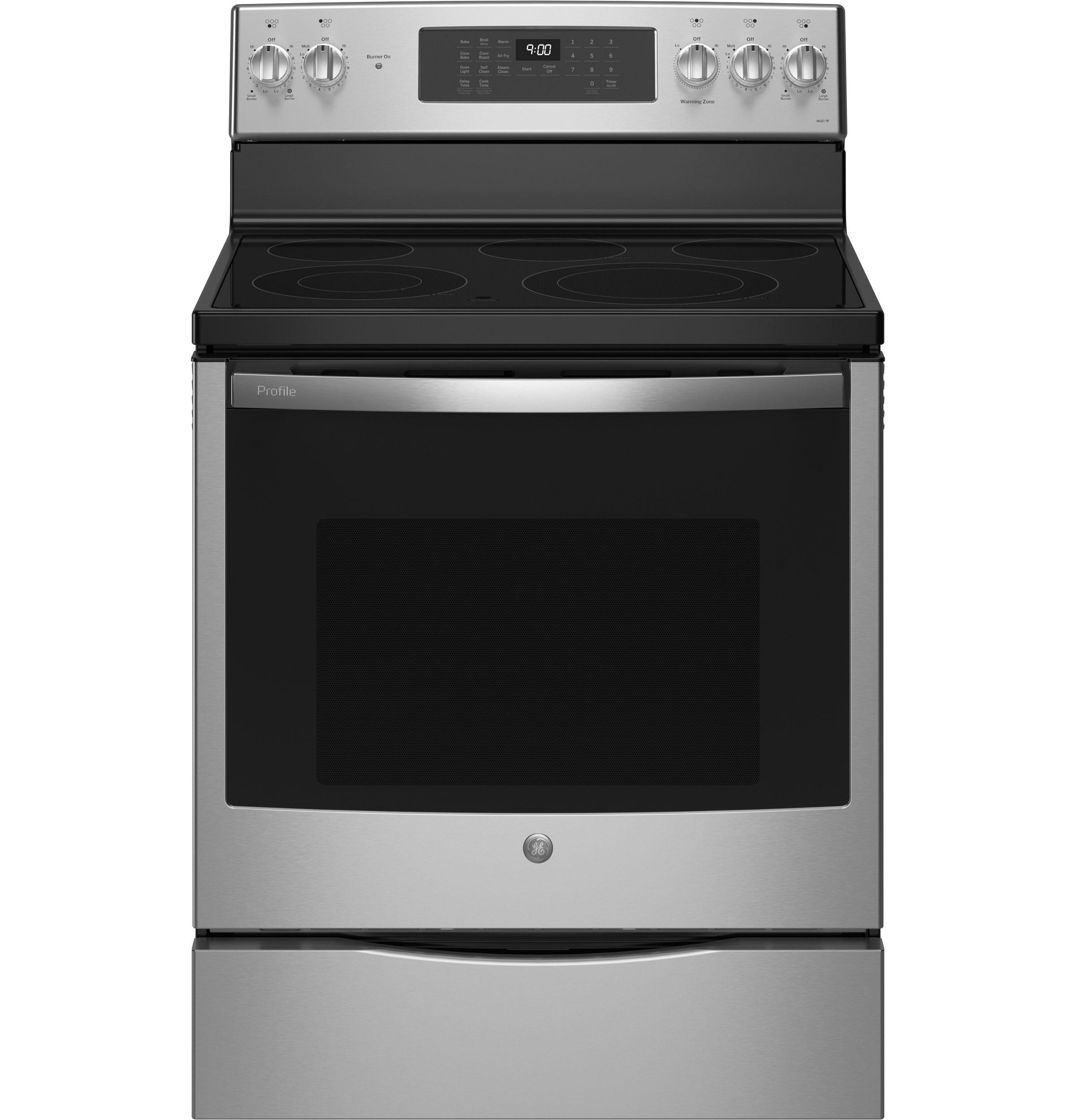 PB900YVFS GE Profile™ 30" Smart Free-Standing Electric Convection Fingerprint Resistant Range with No Preheat Air Fry