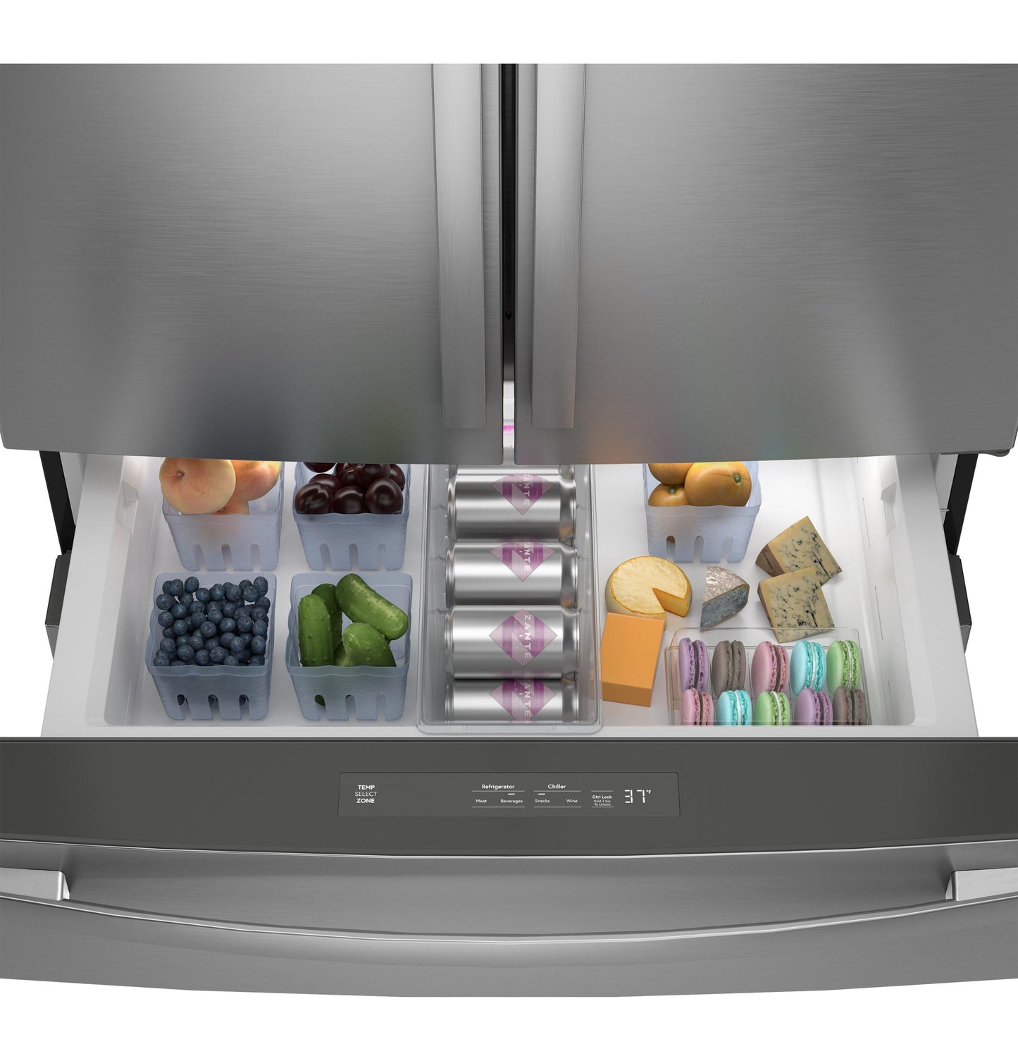 PJD23BYWFS GE Profile™ ENERGY STAR® 23.3 Cu. Ft. Smart Counter-Depth Fingerprint Resistant 4-Door French-Door Refrigerator with Door In Door