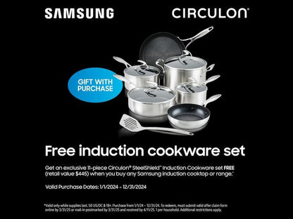 Samsung NE63BB861112 Bespoke 6.3 cu. ft. Smart Rapid Heat Induction Slide-in Range with Air Fry & Convection+ in White Glass