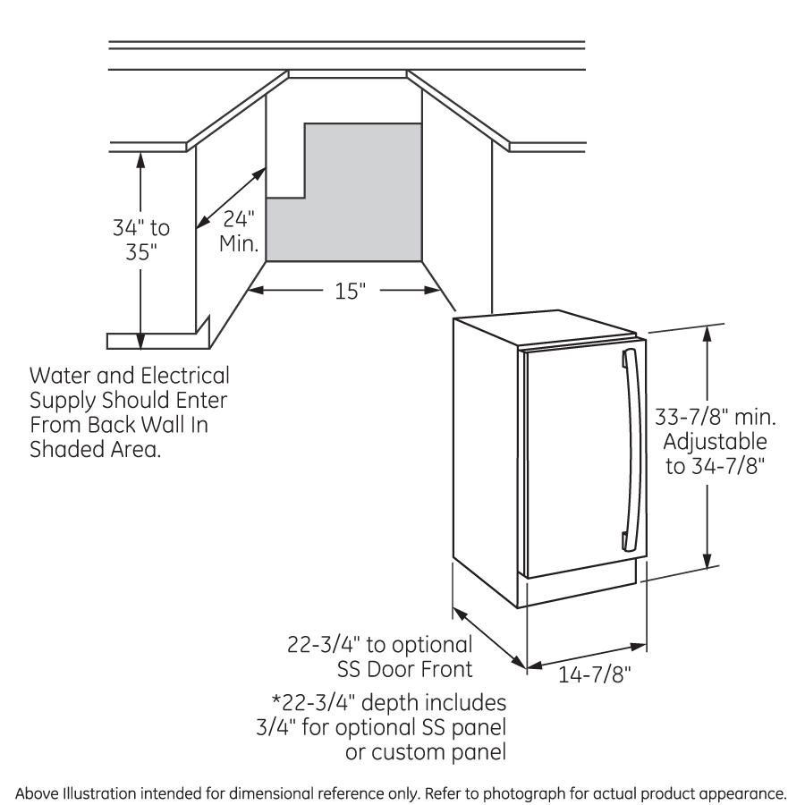 Cafe UCC15NJII Ice Maker 15-Inch Panel-Ready - Clear Ice