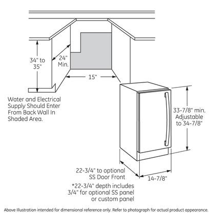 Cafe UCC15NJII Ice Maker 15-Inch Panel-Ready - Clear Ice