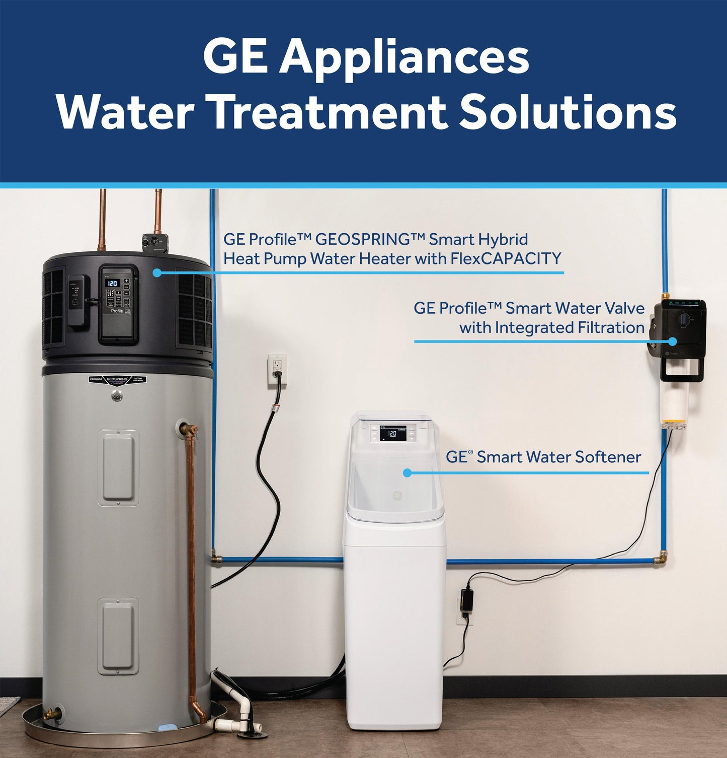 GXSH35W GE® Smart Water Softener 35,000 Grain Capacity