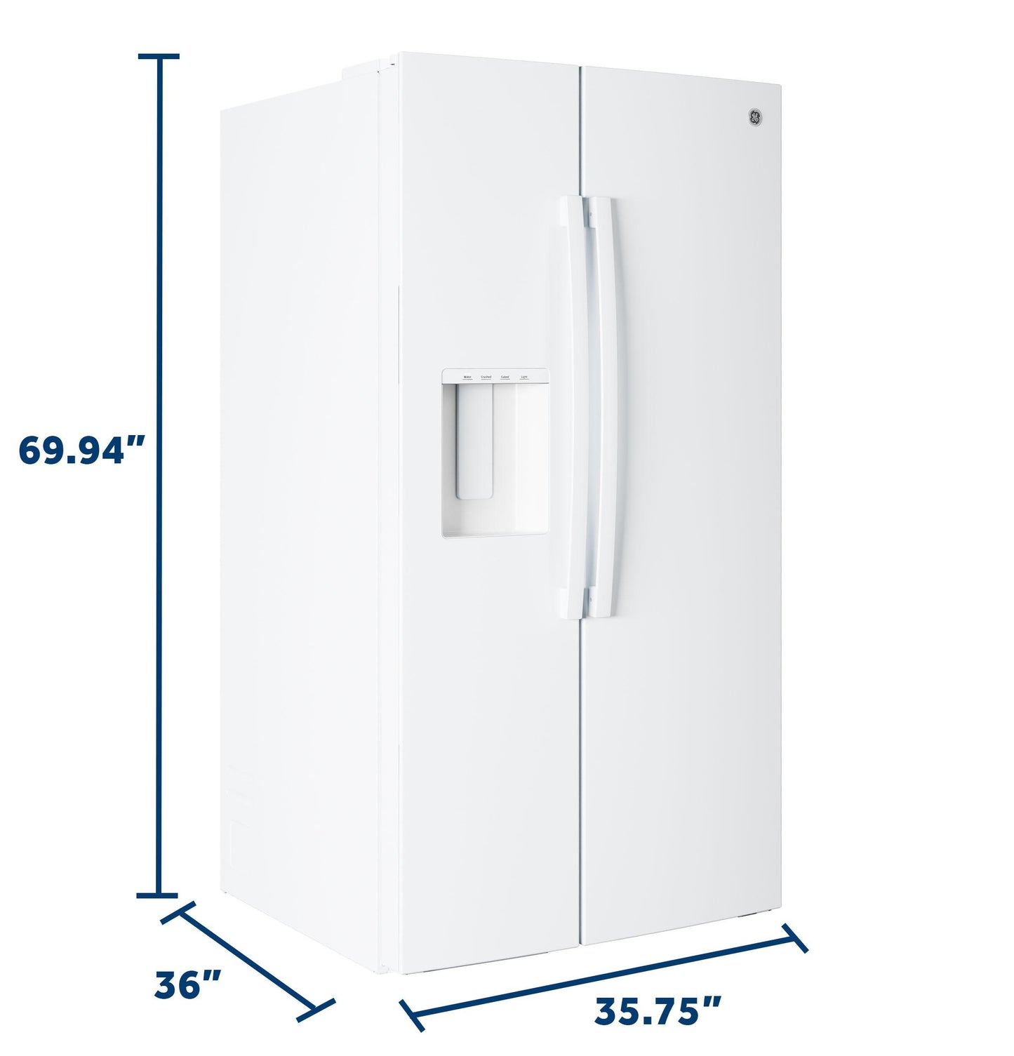 GSS28NGYWW GE® 27.9 Cu. Ft. Side-By-Side Refrigerator with Extra Tall Dispenser and In-Door Icemaker