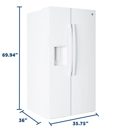 GSS28NGYWW GE® 27.9 Cu. Ft. Side-By-Side Refrigerator with Extra Tall Dispenser and In-Door Icemaker