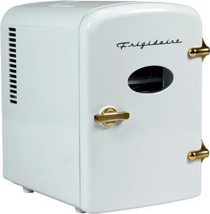 Frigidaire EFMIS161WGLD 9-Can Retro Mini Fridge Cooler - White and Gold
