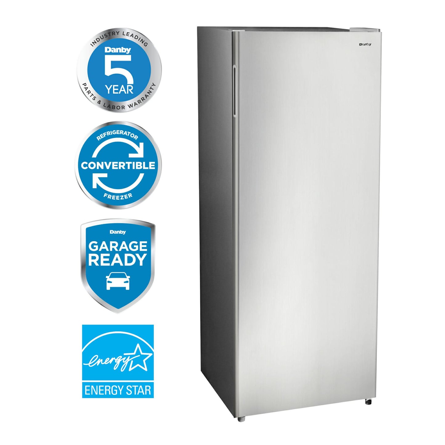 DUFM068A1SCDB Danby 6.8 cu. ft. Convertible Upright Freezer in Stainless Steel Look