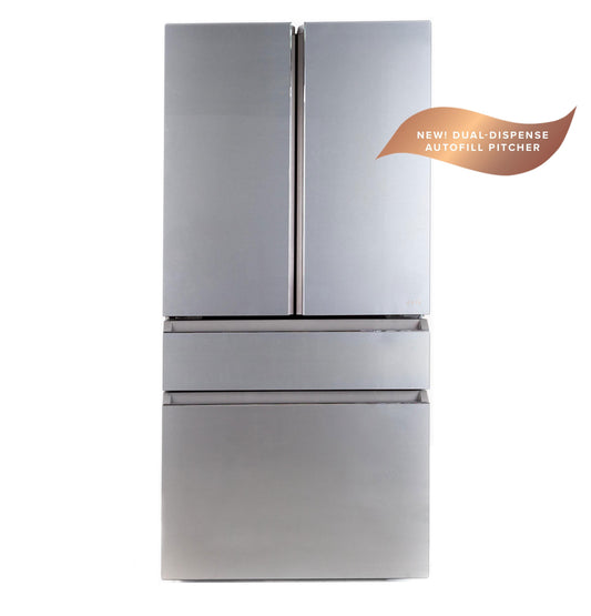 Cafe CJE23DM5WS5 CAF(EBACK)™ ENERGY STAR® 23.2 Cu. Ft. Smart Counter-Depth 4-Door French-Door Refrigerator in Platinum Glass With Dual-Dispense AutoFill Pitcher