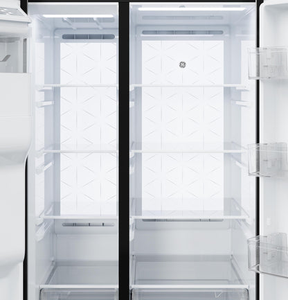 GZS24PYYFS GE® 23.5 Cu. Ft. Counter-Depth Side-By-Side Refrigerator with LED Light Walls and Extra Tall Dispenser