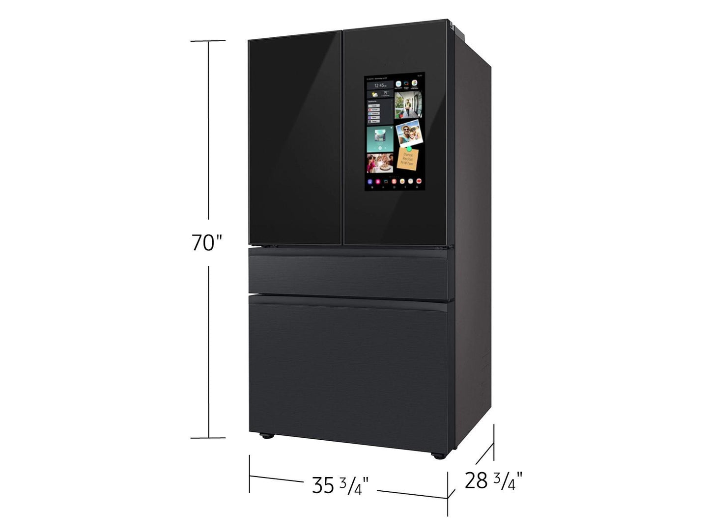 Samsung RF23BB89008M Bespoke 4-Door French Door Refrigerator (23 cu. ft.) - with Top Left and Family Hub™ Panel in Charcoal Glass - and Matte Black Steel Middle and Bottom Panels