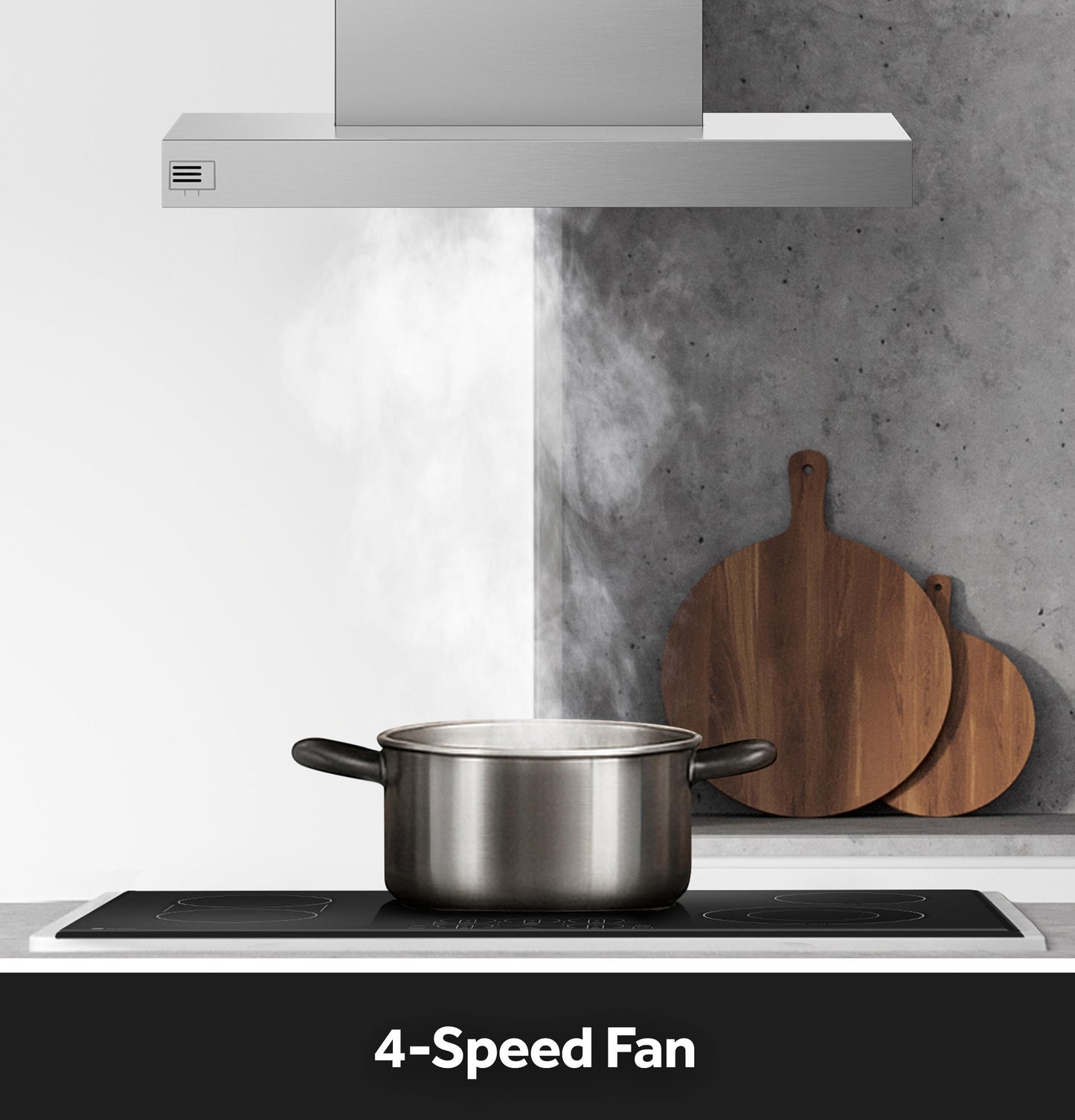 Cafe UVI1036SRSS 36" Designer Island-Mount Chimney Vent Hood with Clean Air Sensors
