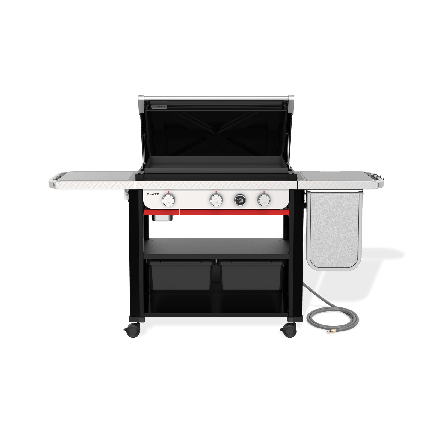 Weber 1500420 Slate® 30" Rust-Resistant Griddle with Extendable Side Table (Natural Gas) - Black