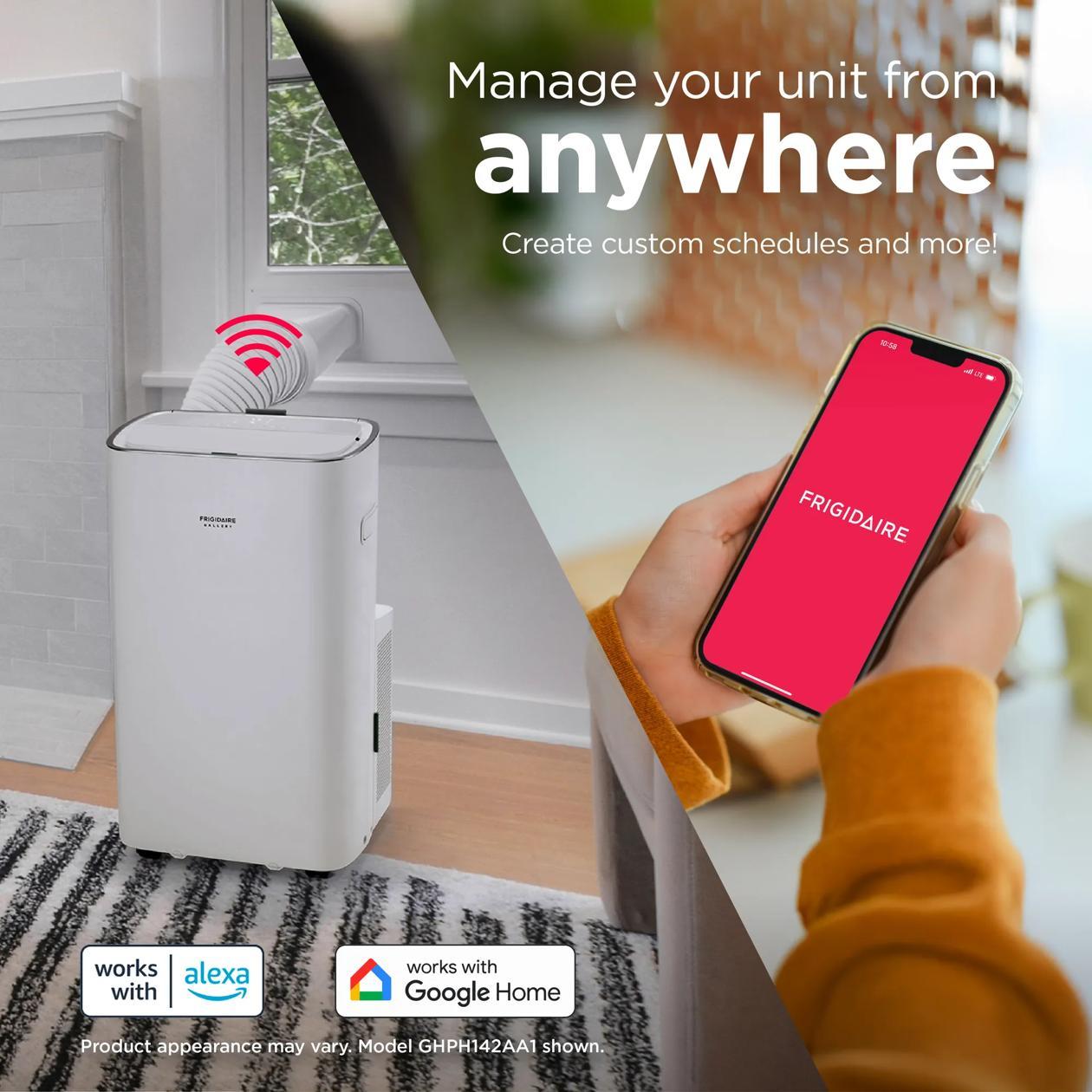 Frigidaire GHPC142AA1 3-in-1 Connected Inverter Portable Room Air Conditioner 14,000 BTU (ASHRAE) / 10,500 BTU (DOE)