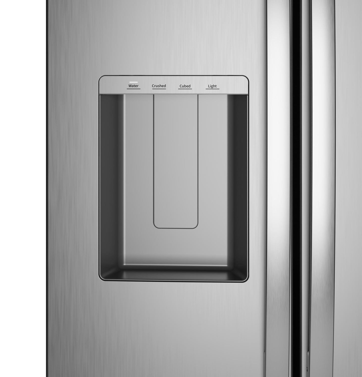 GZS24NYYFS GE® 23.6 Cu. Ft. Counter-Depth Side-By-Side Refrigerator with Extra Tall Dispenser and In-Door Icemaker