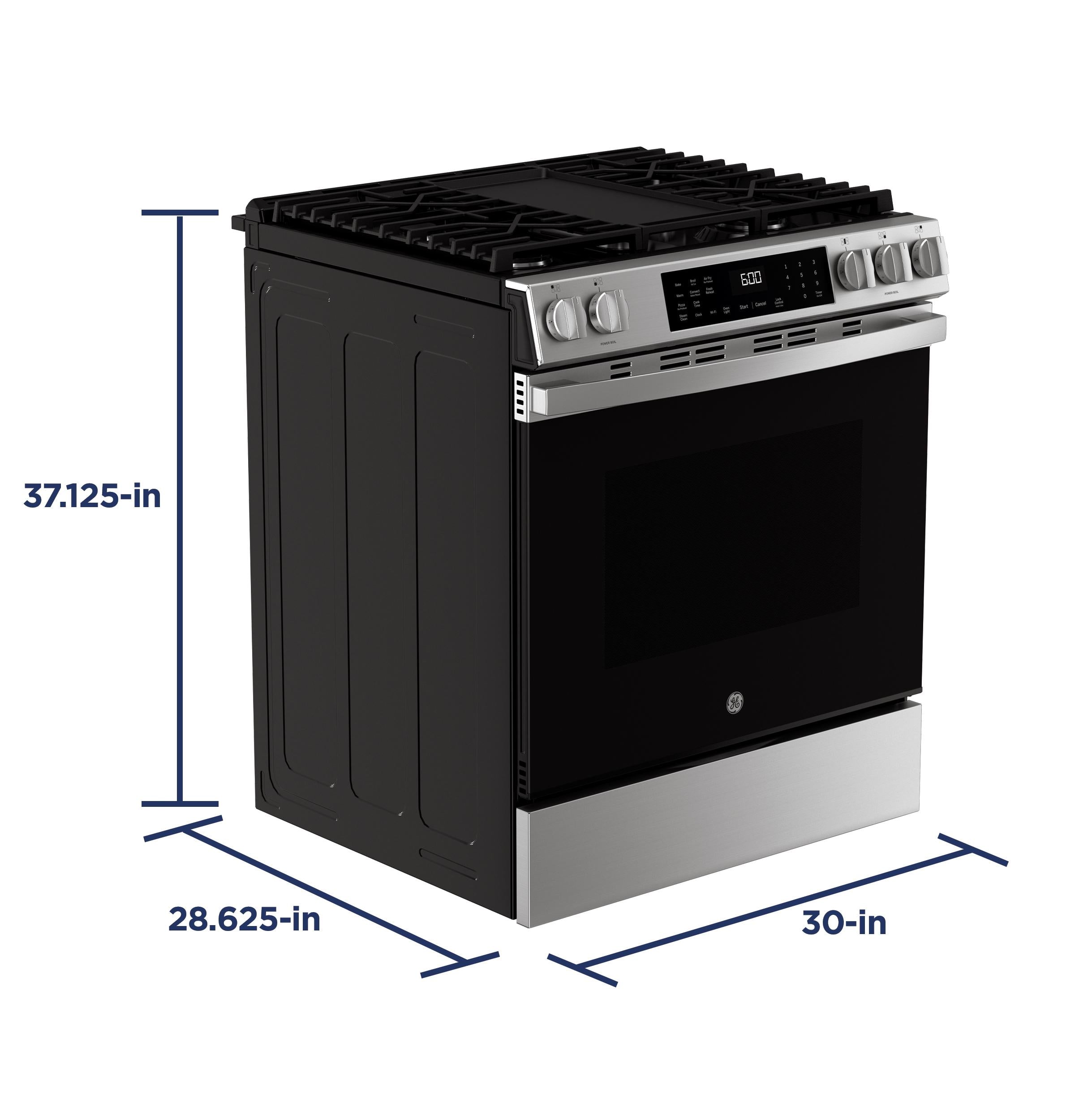 GGS600AVFS GE® 30" Slide-In Front-Control Convection Gas Range with No Preheat Air Fry and EasyWash™ Oven Tray