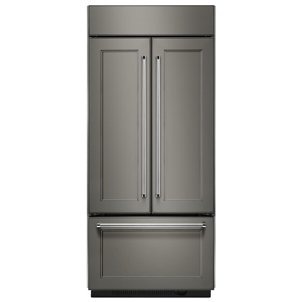 Kitchenaid 20.8 Cu. Ft. 36" Width Built In Panel Ready French Door Refrigerator with Platinum Interior Design