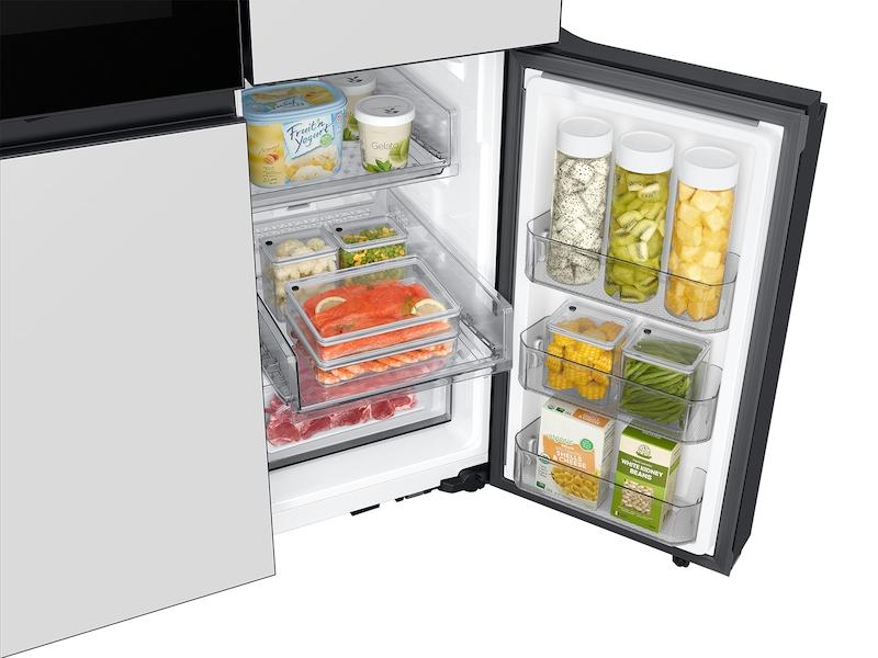 Samsung Bespoke Counter Depth 4-Door Flex™ Refrigerator (23 cu. ft.) with Beverage Zone™ and Auto Open Door in White Glass