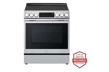 Lg LF29H8330SLSEL6335XEMVEL2125XLDNPM654S 29 cu. ft. Smart Standard-Depth MAX™ 4-Door French Door Refrigerator with Slide-in Electric Range, FlushFit™ Top Control Dishwasher and Microwave Kitchen Package in Stainless Steel