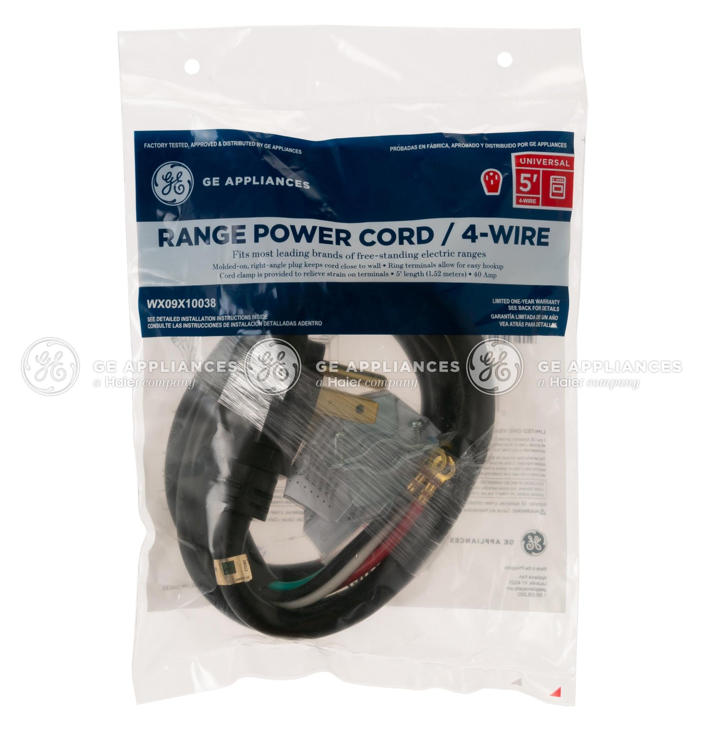 Ge Appliances WX09X10038 Range Cord 5' 40 Amp 4 Wire