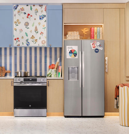 GZS24NYYFS GE® 23.6 Cu. Ft. Counter-Depth Side-By-Side Refrigerator with Extra Tall Dispenser and In-Door Icemaker