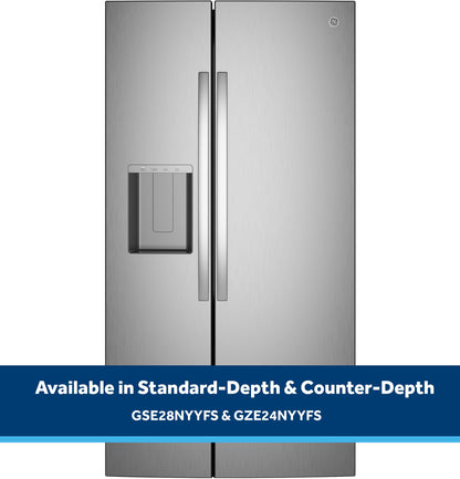 GSE28NYYFS GE® ENERGY STAR® 27.9 Cu. Ft. Side-By-Side Refrigerator with Extra Tall Dispenser and In-Door Icemaker