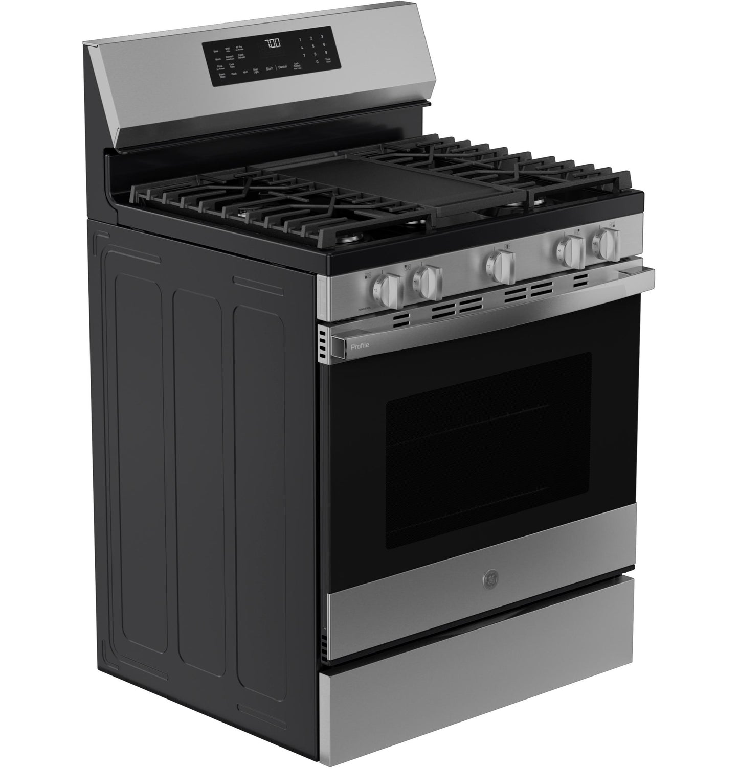 PGF700AYFS GE Profile™ 30" Smart Free-Standing Gas Convection Range with No Preheat Air Fry and EasyWash™ Oven Tray