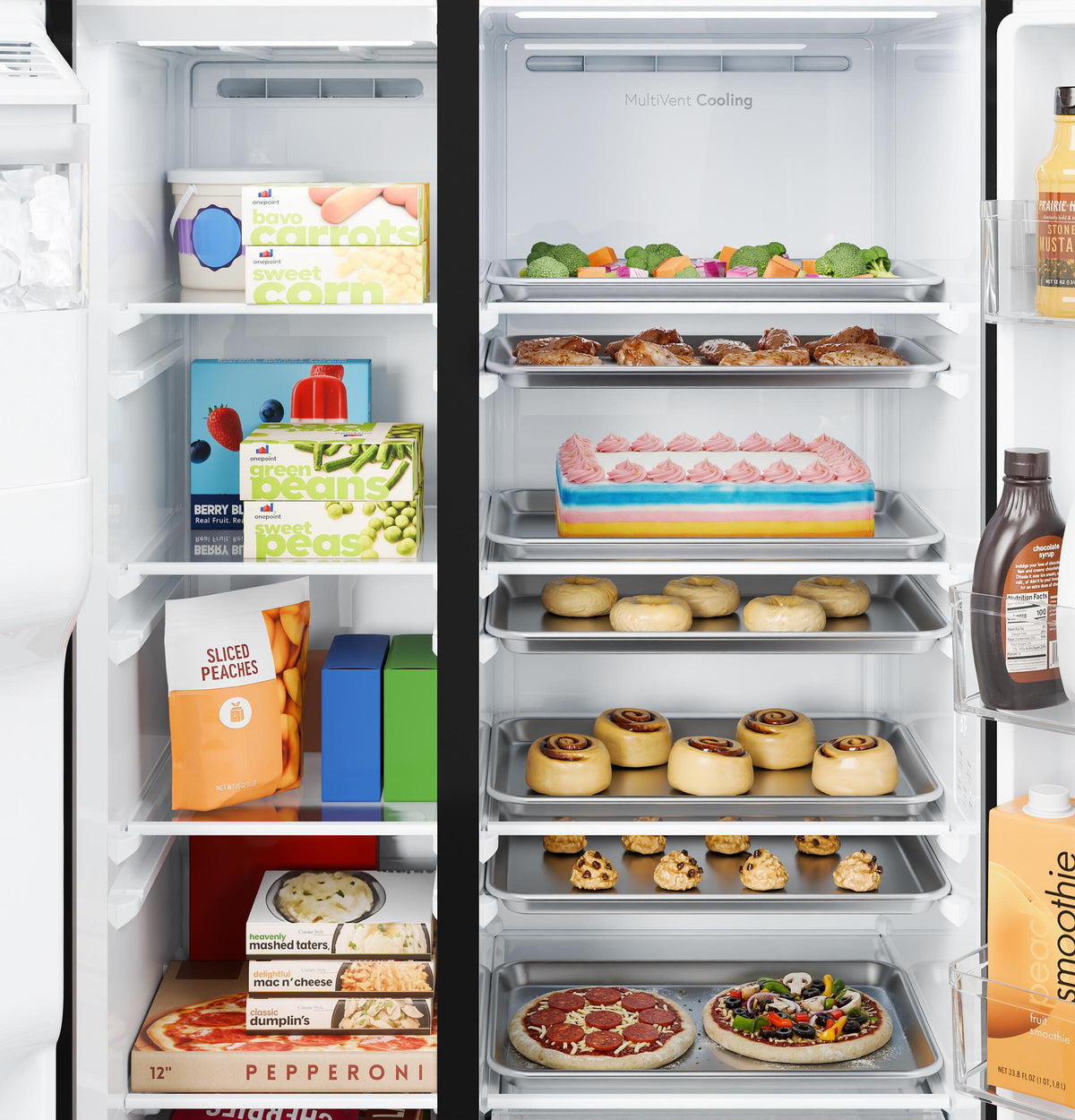 GZS24NYYFS GE® 23.6 Cu. Ft. Counter-Depth Side-By-Side Refrigerator with Extra Tall Dispenser and In-Door Icemaker