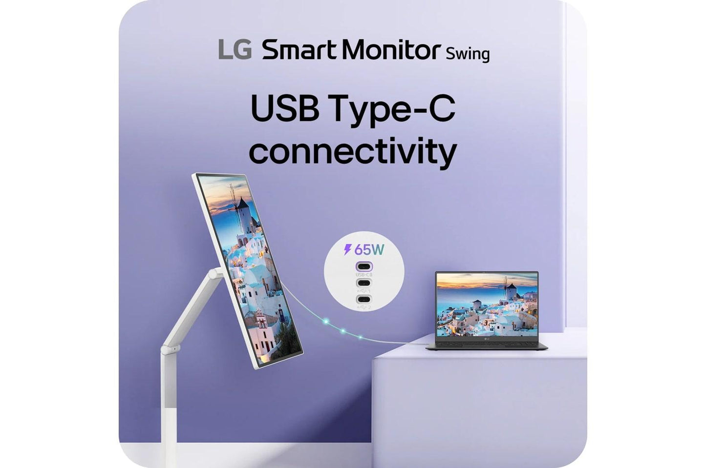 Lg 32U889SAW 32 Inch 4K UHD IPS Touchscreen Smart Monitor Swing with Rolling Stand