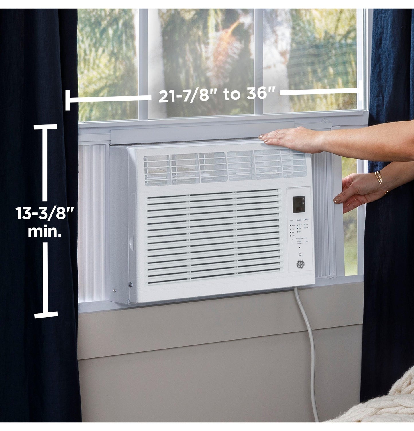 AHNE05BC GE® 5,000 BTU Electronic Window Air Conditioner for Small Rooms up to 150 sq ft. in White size 12 H x 16 1/2 W x 13 1/2 D