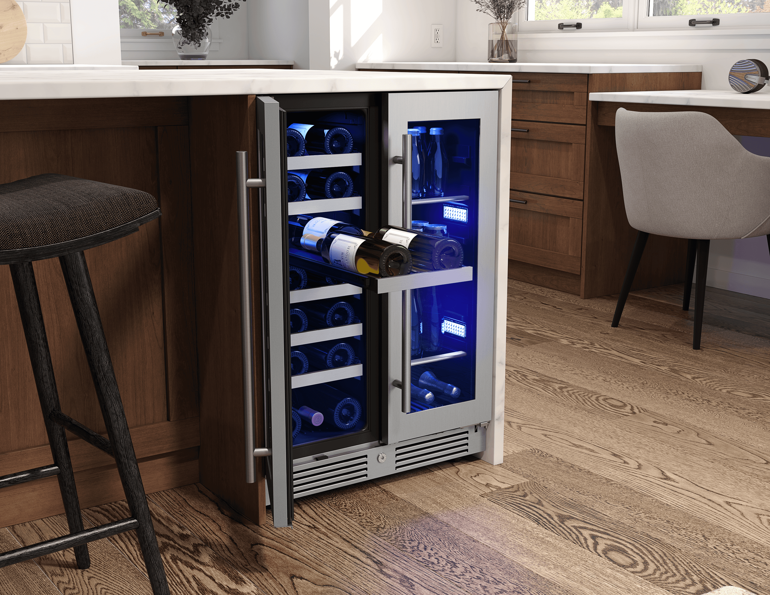 Zephyr PRWB24C32CG Presrv Wine & Bev Cooler, 24in UC, SS+Gls, Fr Dr