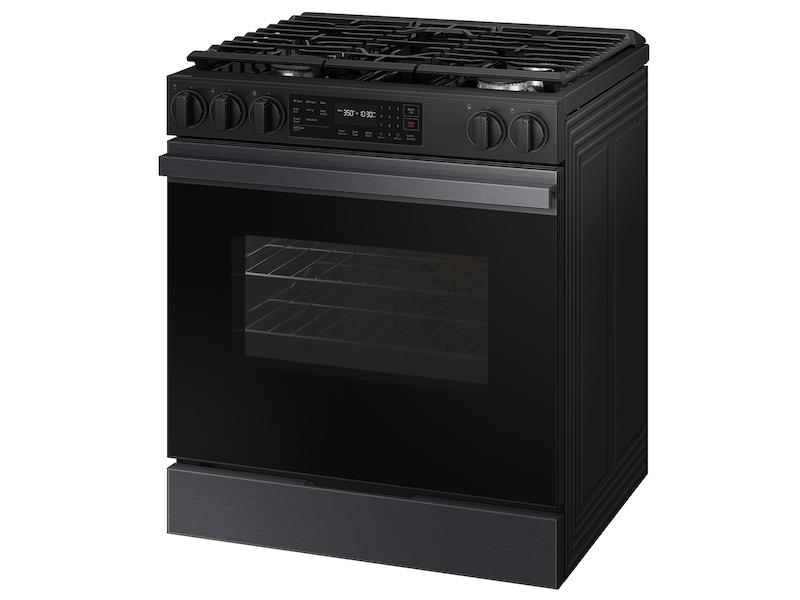 Samsung Bespoke 6.0 cu. ft. Smart Slide-In Gas Range with Precision Knobs in Matte Black Steel