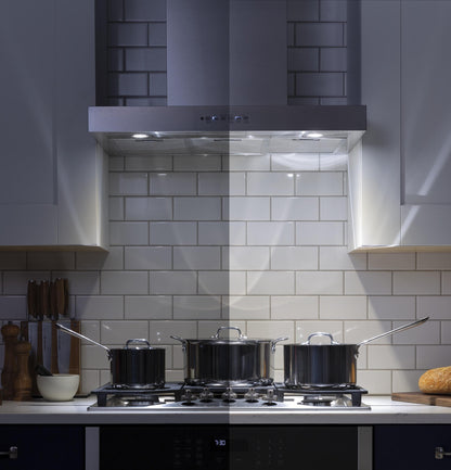 Cafe UVW8301SLSS 30" Designer Wall Mount Hood w/ Dimmable LED Lighting