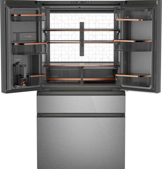 Cafe CJE23DM5WS5 CAF(EBACK)™ ENERGY STAR® 23.2 Cu. Ft. Smart Counter-Depth 4-Door French-Door Refrigerator in Platinum Glass With Dual-Dispense AutoFill Pitcher