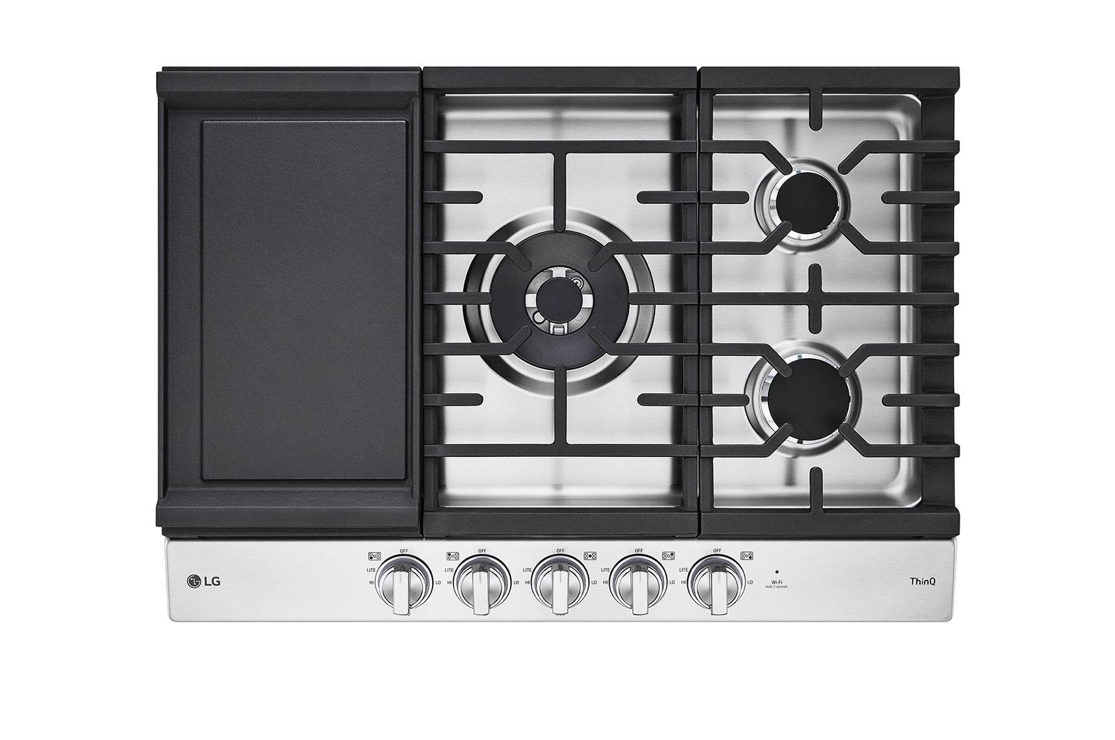 Lg 30" Smart Gas Cooktop with UltraHeat™ 22K BTU Dual Burner and LED Knobs