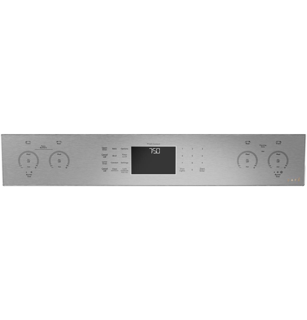 Caf(eback)™ 30" Smart Slide-In, Front-Control, Radiant and Convection Double-Oven Range in Platinum Glass