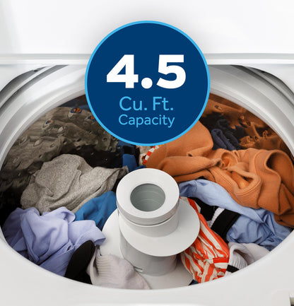 GTW485ASWWB GE® 4.5 cu. ft. Capacity Washer with Stainless Steel Basket, Cold Plus and Wash Boost