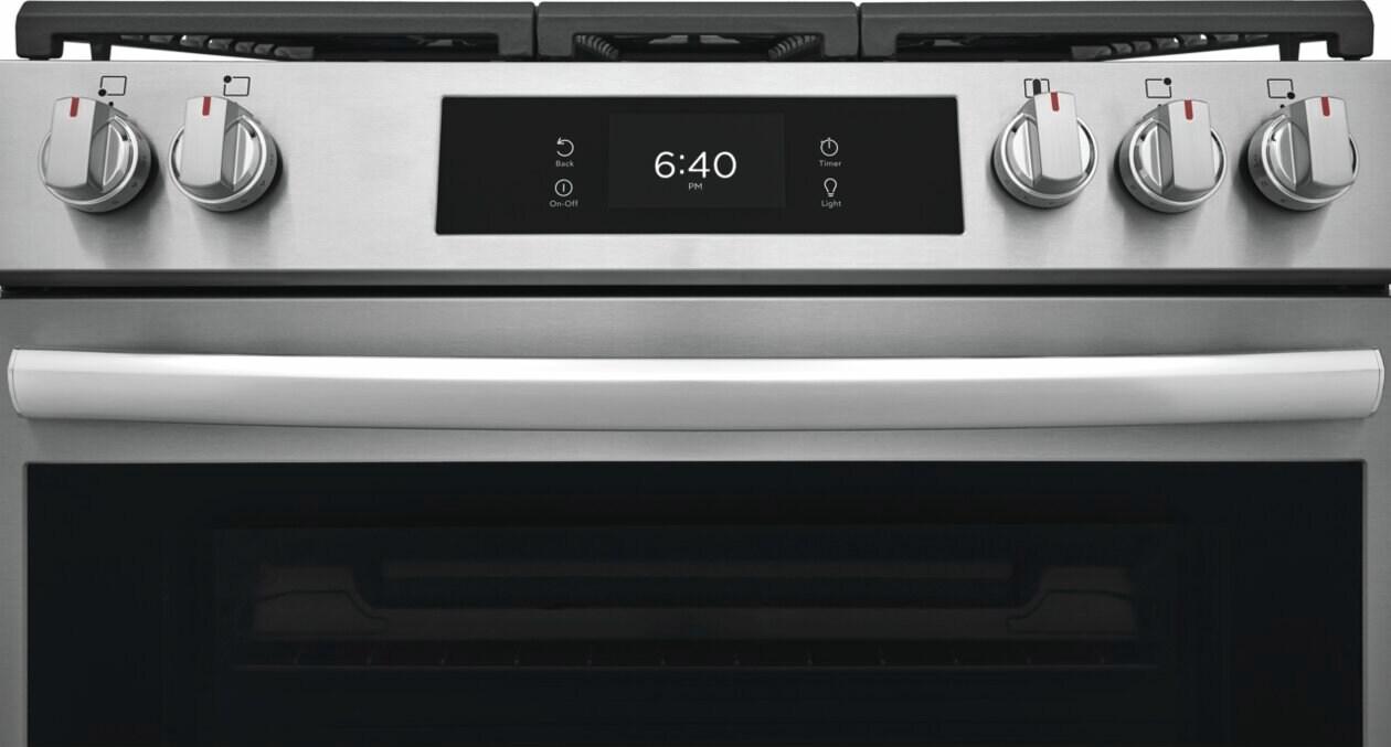 Frigidaire GCFG3070BF 30" Front Control Gas Range with Stone-Baked Pizza