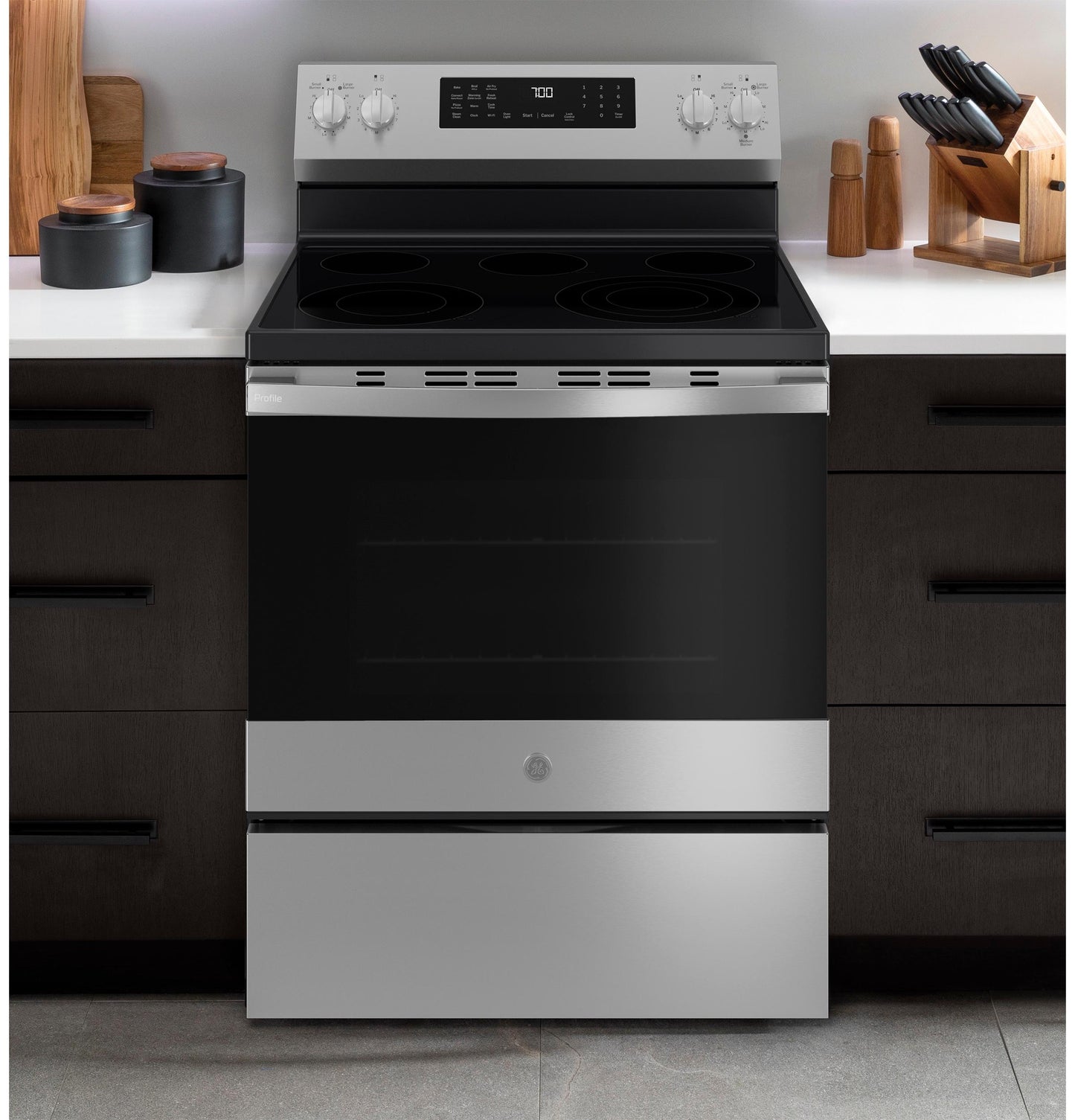 PRF700AYFS GE Profile™ ENERGY STAR® 30" Smart Free-Standing Electric Convection Range with No Preheat Air Fry and EasyWash™ Oven Tray