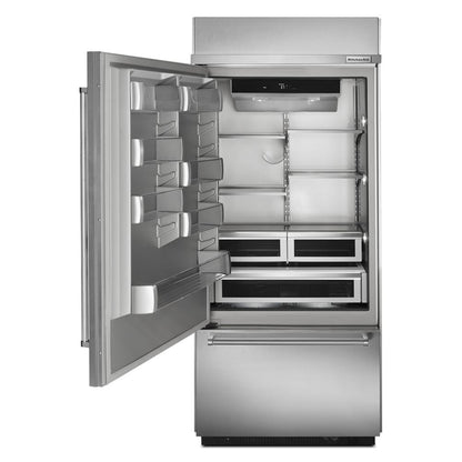 Kitchenaid KBBL306ESS 20.9 Cu. Ft. 36" Width Built-In Stainless Bottom Mount Refrigerator with Platinum Interior Design