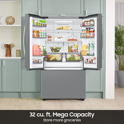 Samsung RF32CG5D00SR Bespoke AI 3-Door French Door Mega Capacity  Auto Ice Maker  32 cu. ft.