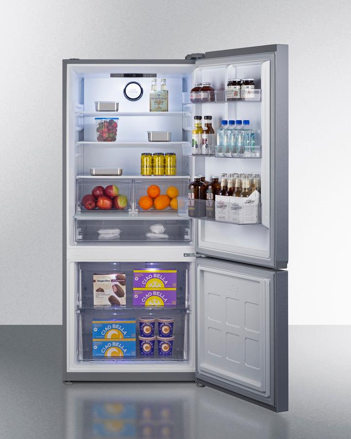 Summit FFBF173SS 30" Wide Bottom-mount Refrigerator-freezer, Counter Depth