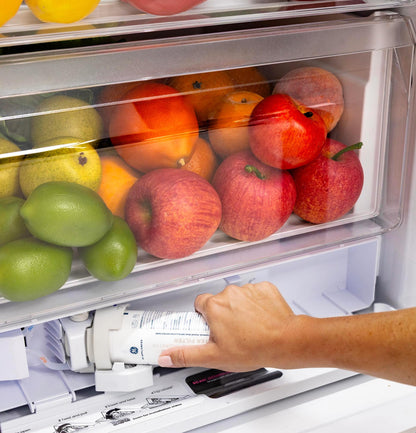 GZS24NGYBB GE® 23.6 Cu. Ft. Counter-Depth Side-By-Side Refrigerator with Extra Tall Dispenser and In-Door Icemaker