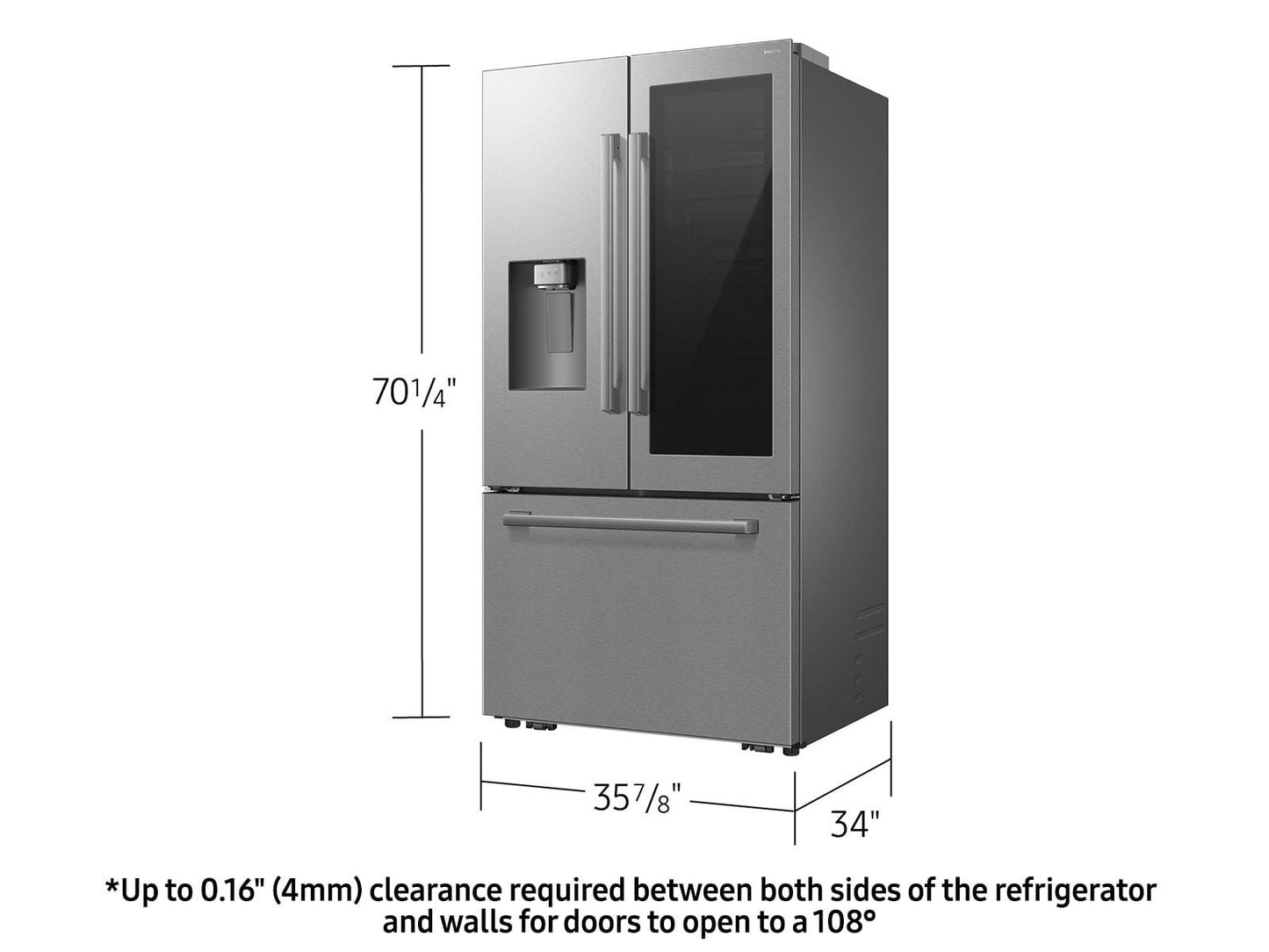 Samsung RF80H30CERAA Bespoke AI 3-Door French Door AutoView™  Zero Clearance Fit  29 cu. ft.