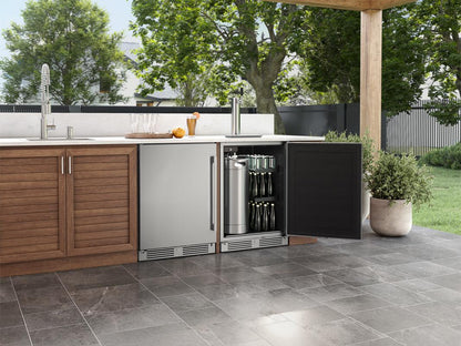 PRKB24C01ASOD Presrv Outdoor Kegerator & Beverage Cooler, 24in Under Cabinet, SS+Glass, Reverse Door, 1 Zone