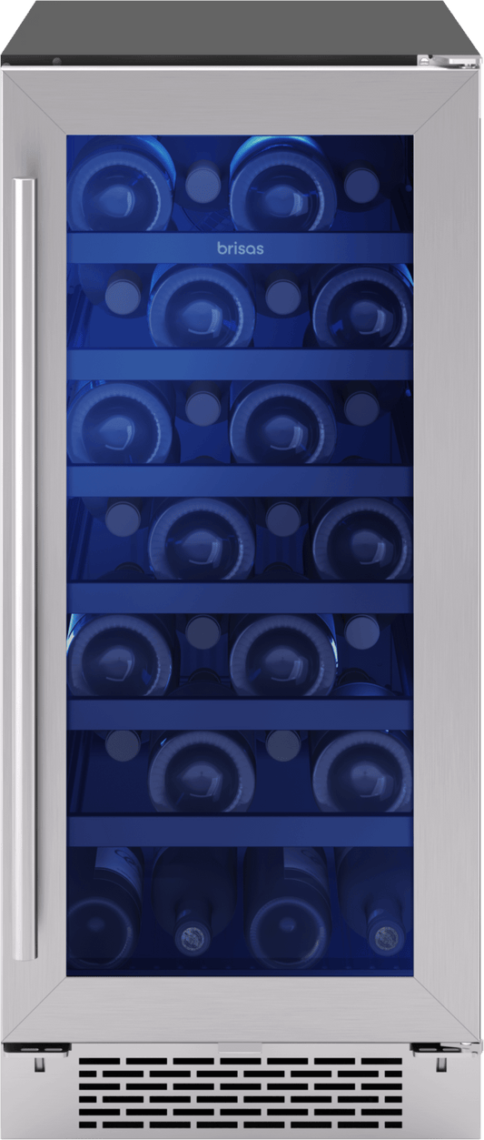 Zephyr BWN15C01AG Brisas Wine Cooler, 15in UC, SS+Gls, Rvs Dr, 1Z