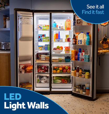 GZS24PYYFS GE® 23.5 Cu. Ft. Counter-Depth Side-By-Side Refrigerator with LED Light Walls and Extra Tall Dispenser