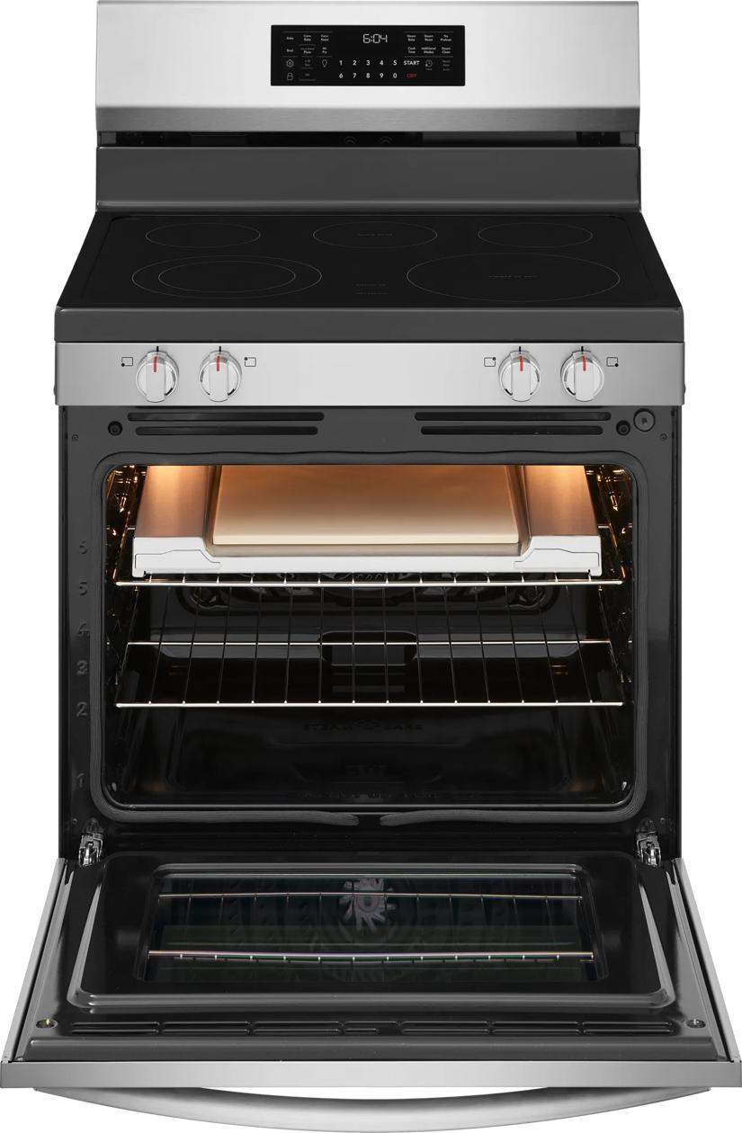 Frigidaire GCRE3070BF 30" Rear Control Electric Range with Stone-Baked Pizza