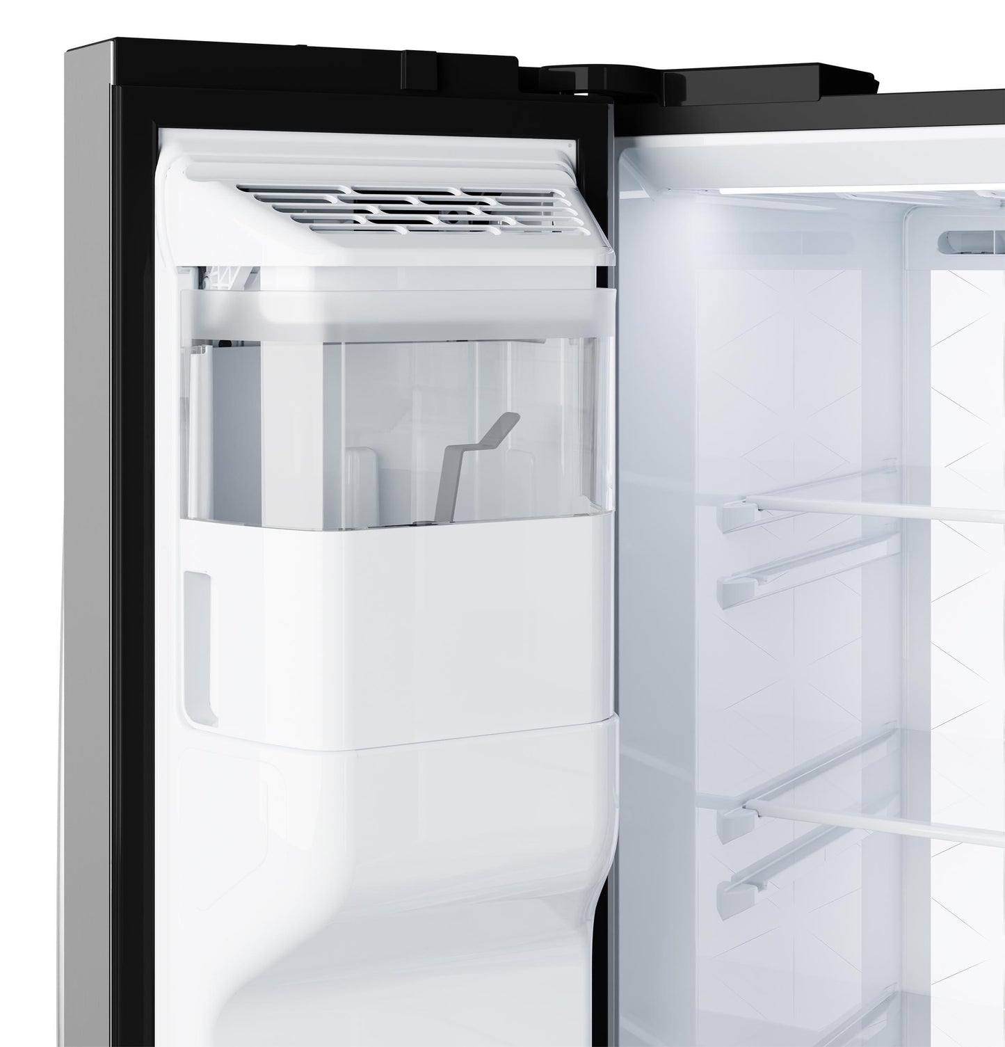 GZS24PYYFS GE® 23.5 Cu. Ft. Counter-Depth Side-By-Side Refrigerator with LED Light Walls and Extra Tall Dispenser
